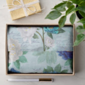 Papier Mousseline Blue White Florals Musique & écriture Découpage (Cadeau)