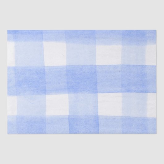 Papier Mousseline Blue White Gingham Check (Recto)