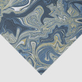 Papier Mousseline Blue White Gold Chic Swirl Mariage moderne (Détail)