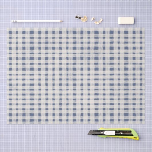 Papier Mousseline Blue White Plaid Stripes Christmas (Artisanat)