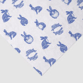 Papier Mousseline Blue Willow Rabbit Ile Whimsical de lapins (Détail)