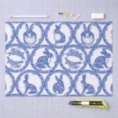 Papier Mousseline Blue Willow Rabbit Whimsical Isle of Rabbits Wrapp (Artisanat)