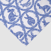 Papier Mousseline Blue Willow Rabbit Whimsical Isle of Rabbits Wrapp (Détail)