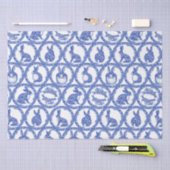 Papier Mousseline Blue Willow Rabbit Whimsical Isle of Rabbits Wrapp (Artisanat)