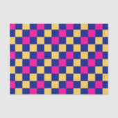 Papier Mousseline Blue Yellow Pink Checkered Pattern Design  (Recto)