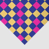 Papier Mousseline Blue Yellow Pink Checkered Pattern Design  (Détail)