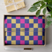 Papier Mousseline Blue Yellow Pink Checkered Pattern Design  (Cadeau)