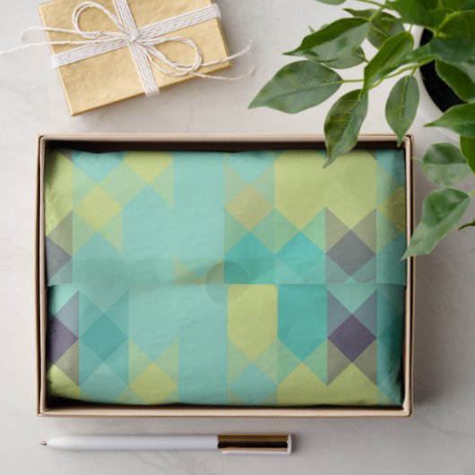 Papier Mousseline blue yellow turquoise yellow and aqua  (Cadeau)