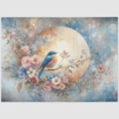 Papier Mousseline Bluebird et Gold Floral Decoupage (Recto)