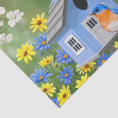 Papier Mousseline Bluebirds Goldfinches Birdhouses Jardin aux fleurs (Détail)