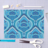 Papier Mousseline Blueish - Plumes Paisley (Artisanat)