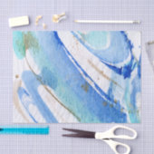 Papier Mousseline Blues 003 Abstrait Aquarelle Peint Papier Tissu (Artisanat)