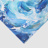 Papier Mousseline Blues et blancs tourbillonnants Abstrait Ocean Wav (Détail)