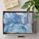 Papier Mousseline Blues et blancs tourbillonnants Abstrait Ocean Wav (Cadeau)