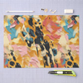 Papier Mousseline Blush Coral Aqua Gold Abstrait (Artisanat)