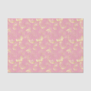 Papier Mousseline Blush Ginkgo Luxe – Botanique dorée sur fond rose