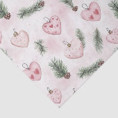 Papier Mousseline Blush Pink Hearts Christmas Pine Cones (Détail)