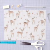 Papier Mousseline Blush Pink Hearts Cream Deer Christmas (Artisanat)