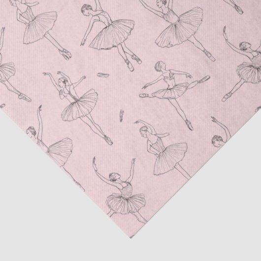 Papier Mousseline Blush Pink & Silver Ballerina Pattern (Détail)