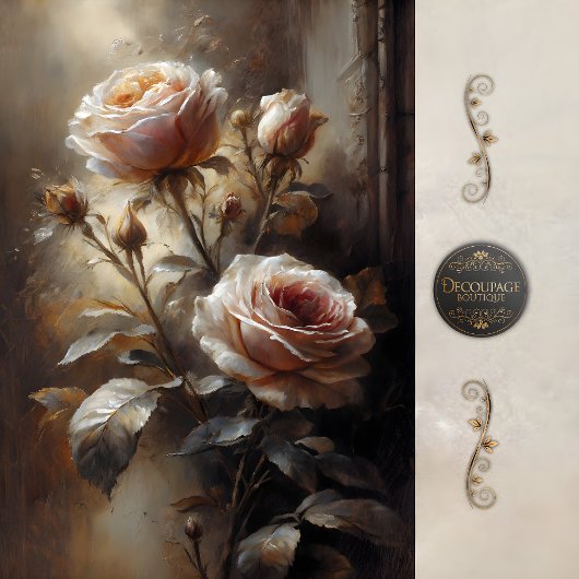 Papier Mousseline Blush Stillness Roses Decoupage