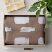 Papier Mousseline Bocaux blancs sur marron (Cadeau)