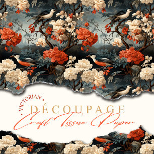 Papier Mousseline Bohème artisanal Turquoise Vintage Boho Birds de G