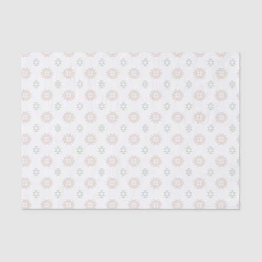 Papier Mousseline Bohème Chic Tan et Vert Aztec Impression géométriq (Recto)