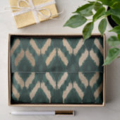 Papier Mousseline Bohême Gold Forest Green Ikat Motif (Cadeau)