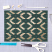 Papier Mousseline Bohême Gold Forest Green Ikat Motif (Artisanat)