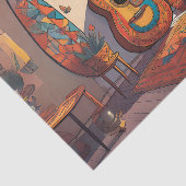 Papier Mousseline Bohême Guitare Découpage Tissu Papier (Détail)