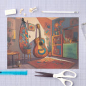 Papier Mousseline Bohême Guitare Découpage Tissu Papier (Artisanat)