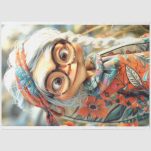 Papier Mousseline Bohême Sage Grand-mère Hippie Découpage