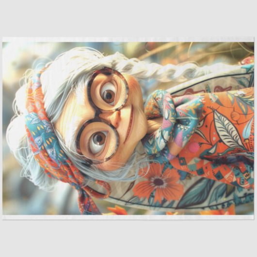 Papier Mousseline Bohême Sage Grand-mère Hippie Découpage (Recto)