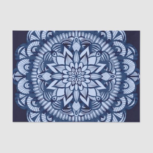 Papier Mousseline Bohemian Navy Blue Tie Dye Mandala (Recto)