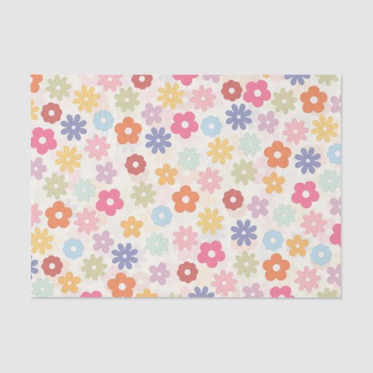 Papier Mousseline Boho 70's Retro Daisy Flowers (Recto)