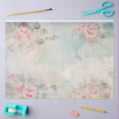 Papier Mousseline Boho aquarelle rose pâle roses chic bleu (Artisanat)