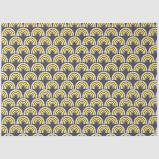 Papier Mousseline Boho arc-en-ciel jaune et gris (Recto)
