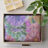 Papier Mousseline Boho Aster Flowers Floral (Cadeau)