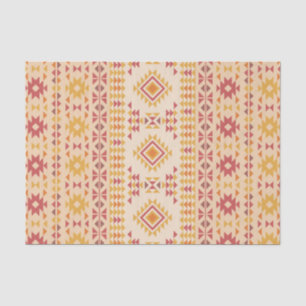 Papier Mousseline Boho Aztec Tissu Tribal en bleu rose + orange