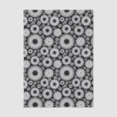 Papier Mousseline Boho Black and White Folk Flower Starburst Pattern (Recto)