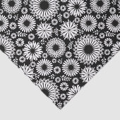 Papier Mousseline Boho Black and White Folk Flower Starburst Pattern (Détail)