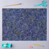 Papier Mousseline Boho Bleu Botaniques Belles Fleurs (Artisanat)