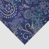 Papier Mousseline Boho Bleu Botaniques Belles Fleurs (Détail)