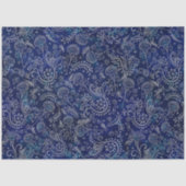 Papier Mousseline Boho Bleu Botaniques Belles Fleurs (Recto)
