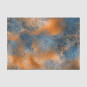 Papier Mousseline Boho Blue Copper Graphic Abstrait