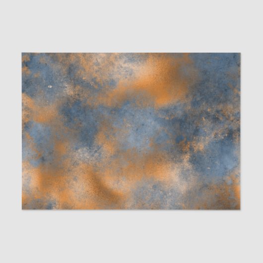 Papier Mousseline Boho Blue Copper Graphic Abstrait (Recto)