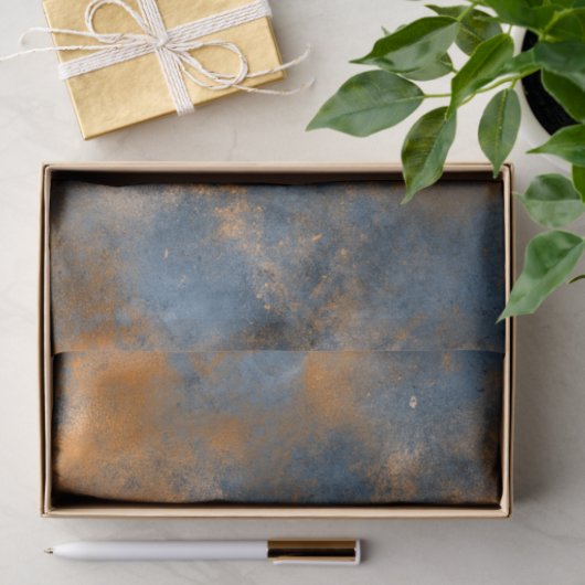 Papier Mousseline Boho Blue Copper Graphic Abstrait (Cadeau)
