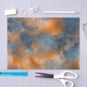 Papier Mousseline Boho Blue Copper Graphic Abstrait (Artisanat)
