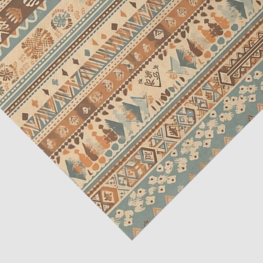 Papier Mousseline Boho Camel Brown Turquoise (Détail)