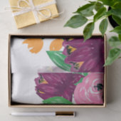 Papier Mousseline Boho Chic Aquarelle Bourgogne Rose Fleurs (Cadeau)